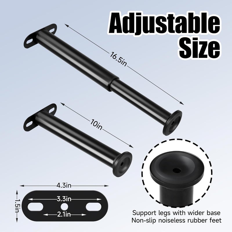 Dashu Adjustable Height Bed Frame Replacement Legs with Wider Base, Under Bed Center Support Legs Replacement for Metal/Wood Slats, Heavy Duty Bed Reinforcement Kit, Height from 10" to 17", Black-Set of 2 - Image 2